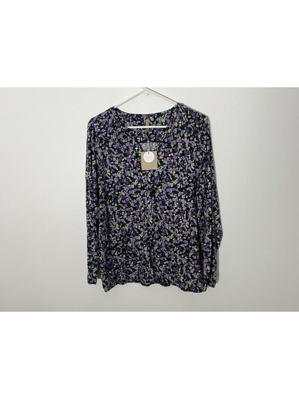 NWT Soya Concept Felicity Blouse Size Large Purple Floral